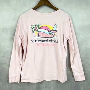 Vineyard Vines Women Long Sleeve Tee M Coastal Preppy Minimalist Holiday Graphic